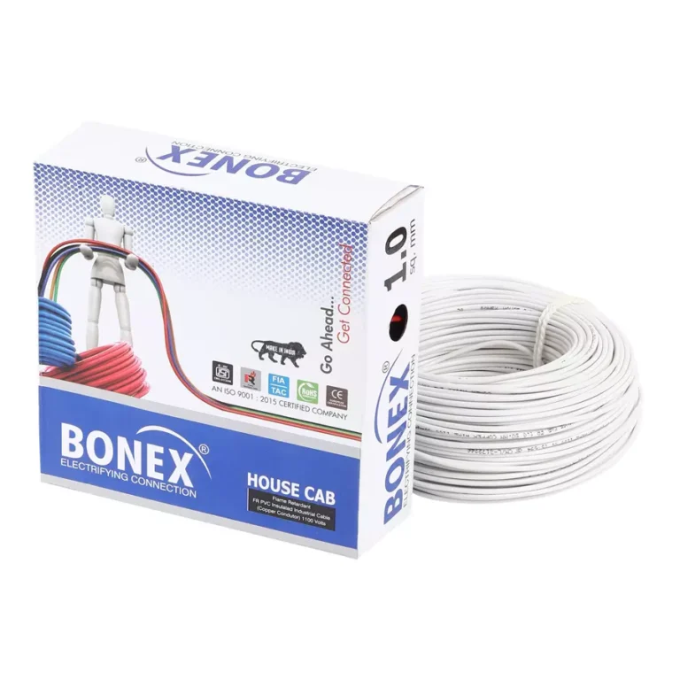 BONEX Gold 1 sq.mm 1 Core Flame Retardant House Wires White (Roll of 90 m)