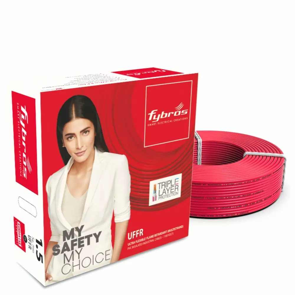Fybros 1.5 Sq.mm 1 Core UFFR Wire Red (90 m) Fybros 1.5 Sq.mm 1 Core UFFR Wire Red (90 m)
