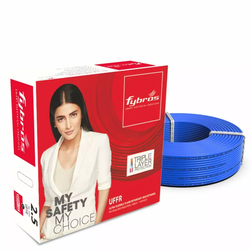 Fybros 2.5 Sq.mm 1 Core UFFR Wire Blue (90 m) Fybros 2.5 Sq.mm 1 Core UFFR Wire Blue (90 m)