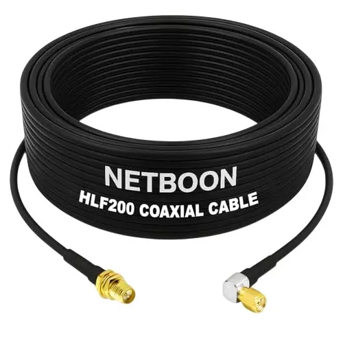 NETBOON HLF200 Low Loss Coaxial Cable 1 m with RP-SMA Female to SMA Male Right Angle Connector RF 50 Ohm for Antennas, Wireless Communication NETBOON HLF200 Low Loss Coaxial Cable 1 m with RP-SMA Female to SMA Male Right Angle Connector RF 50 Ohm for Antennas, Wireless Communication