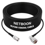NETBOON HLF200 Low Loss Coaxial Cable 10 m with BNC Female to N Male Right Angle Connector RF 50 Ohm for Antennas, Signal Transmission