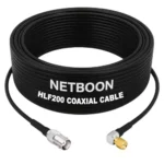NETBOON HLF200 Low Loss Coaxial Cable 10 m with BNC Female to SMA Male Right Angle Connector RF 50 Ohm for Antennas, Communication Devices