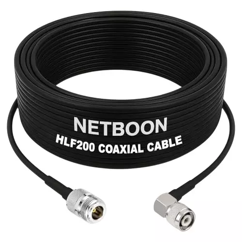 NETBOON HLF200 Low Loss Coaxial Cable 10 m with N Female to TNC Male Right Angle Connector RF 50 Ohm for Antennas, Broadcast Devices Systems NETBOON HLF200 Low Loss Coaxial Cable 10 m with N Female to TNC Male Right Angle Connector RF 50 Ohm for Antennas, Broadcast Devices Systems