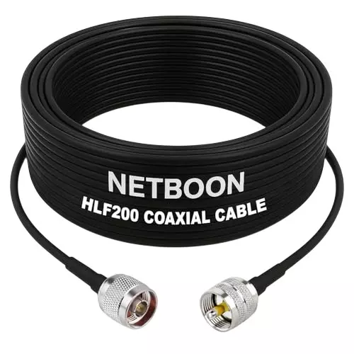 NETBOON HLF200 Low Loss Coaxial Cable 10 m with N Male to UHF Male Connector RF 50 Ohm for Antennas, RF Testing NETBOON HLF200 Low Loss Coaxial Cable 10 m with N Male to UHF Male Connector RF 50 Ohm for Antennas, RF Testing