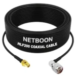 NETBOON HLF200 Low Loss Coaxial Cable 10 m with RP-SMA Female to N Male Right Angle Connector RF 50 Ohm for Antennas, Signal Transmission