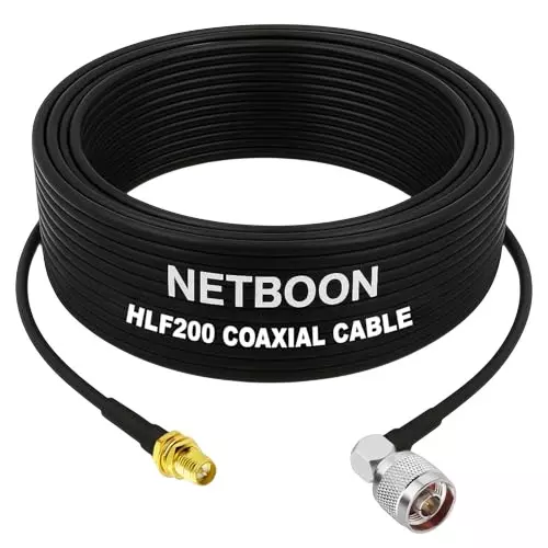 NETBOON HLF200 Low Loss Coaxial Cable 10 m with RP-SMA Female to N Male Right Angle Connector RF 50 Ohm for Antennas, Signal Transmission NETBOON HLF200 Low Loss Coaxial Cable 10 m with RP-SMA Female to N Male Right Angle Connector RF 50 Ohm for Antennas, Signal Transmission
