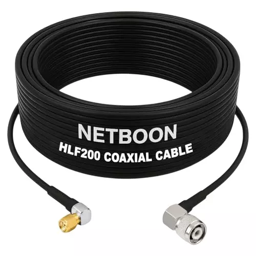 NETBOON HLF200 Low Loss Coaxial Cable 10 m with SMA Male Right Angle to TNC Male Right Angle Connector RF 50 Ohm for Antennas, RF Testing NETBOON HLF200 Low Loss Coaxial Cable 10 m with SMA Male Right Angle to TNC Male Right Angle Connector RF 50 Ohm for Antennas, RF Testing