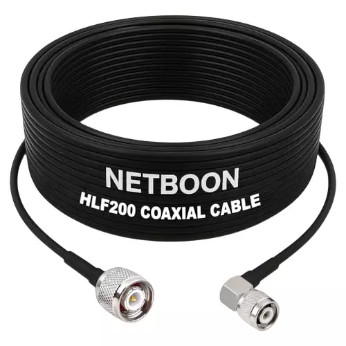 NETBOON HLF200 Low Loss Coaxial Cable 10 m with TNC Male to TNC Male Right Angle Connector RF 50 Ohm for Antenna, CCTV, Broadcast Devices NETBOON HLF200 Low Loss Coaxial Cable 10 m with TNC Male to TNC Male Right Angle Connector RF 50 Ohm for Antenna, CCTV, Broadcast Devices