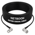 NETBOON HLF200 Low Loss Coaxial Cable 15 m with BNC Male Right Angle to TNC Male Right Angle Connector RF 50 Ohm for CCTV, Communication Systems