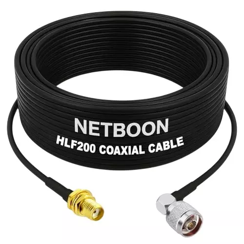 NETBOON HLF200 Low Loss Coaxial Cable 15 m with SMA Female to N Male Right Angle Connector RF 50 Ohm for Antenna, Ham Radio, Telecom NETBOON HLF200 Low Loss Coaxial Cable 15 m with SMA Female to N Male Right Angle Connector RF 50 Ohm for Antenna, Ham Radio, Telecom