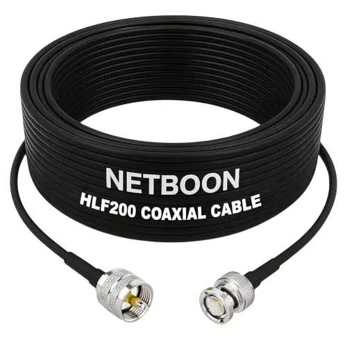 NETBOON HLF200 Low Loss Coaxial Cable 15 m with UHF Male to BNC Male Connector RF 50 Ohm for Antennas, Radios, Test Equipment NETBOON HLF200 Low Loss Coaxial Cable 15 m with UHF Male to BNC Male Connector RF 50 Ohm for Antennas, Radios, Test Equipment