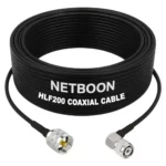 NETBOON HLF200 Low Loss Coaxial Cable 15 m with UHF Male to TNC Male Right Angle Connector RF 50 Ohm for Antennas, Radios, Broadcast Devices