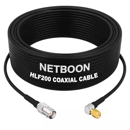 NETBOON HLF200 Low Loss Coaxial Cable 20 m with BNC Female to SMA Male Right Angle Connector RF 50 Ohm for Antennas, Communication Devices NETBOON HLF200 Low Loss Coaxial Cable 20 m with BNC Female to SMA Male Right Angle Connector RF 50 Ohm for Antennas, Communication Devices