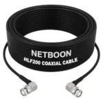 NETBOON HLF200 Low Loss Coaxial Cable 20 m with BNC Male Right Angle to BNC Male Right Angle Connector RF 50 Ohm for Test Equipment & Signal Monitoring