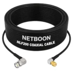 NETBOON HLF200 Low Loss Coaxial Cable 20 m with BNC Male Right Angle to SMA Male Right Angle Connector RF 50 Ohm for Antennas & Signal Transmission Devices