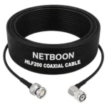 NETBOON HLF200 Low Loss Coaxial Cable 20 m with BNC Male to TNC Male Right Angle Connector RF 50 Ohm for Antennas, CCTV, Broadcast Systems