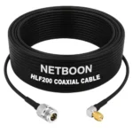 NETBOON HLF200 Low Loss Coaxial Cable 20 m with N Female to SMA Male Right Angle Connector RF 50 Ohm for Antennas, Test Equipment