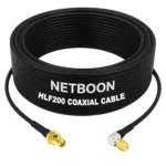 NETBOON HLF200 Low Loss Coaxial Cable 20 m with RP-SMA Female to SMA Male Right Angle Connector RF 50 Ohm for Antennas, Wireless Communication