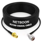 NETBOON HLF200 Low Loss Coaxial Cable 20 m with SMA Female to N Male Right Angle Connector RF 50 Ohm for Antenna, Ham Radio, Telecom