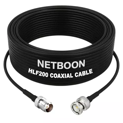 NETBOON HLF200 Low Loss Coaxial Cable 20 m with TNC Female to BNC Male Connector RF 50 Ohm for Antenna Systems, CCTV, Wireless Devices NETBOON HLF200 Low Loss Coaxial Cable 20 m with TNC Female to BNC Male Connector RF 50 Ohm for Antenna Systems, CCTV, Wireless Devices