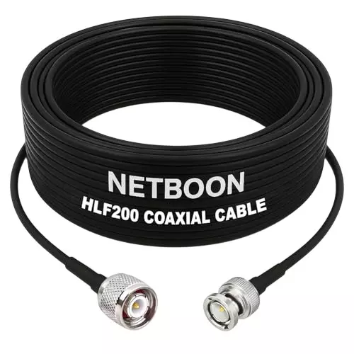 NETBOON HLF200 Low Loss Coaxial Cable 20 m with TNC Male to BNC Male Connector RF 50 Ohm for Antennas, Radios, Broadcast Devices NETBOON HLF200 Low Loss Coaxial Cable 20 m with TNC Male to BNC Male Connector RF 50 Ohm for Antennas, Radios, Broadcast Devices