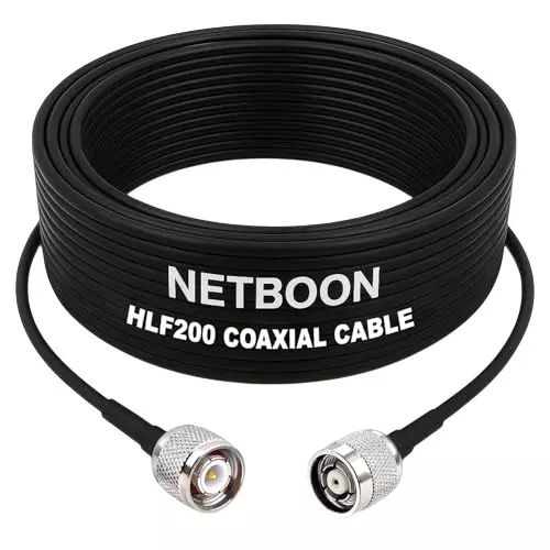 NETBOON HLF200 Low Loss Coaxial Cable 20 m with TNC Male to RP-TNC Male Connector RF 50 Ohm for Antennas, Communication Devices NETBOON HLF200 Low Loss Coaxial Cable 20 m with TNC Male to RP-TNC Male Connector RF 50 Ohm for Antennas, Communication Devices