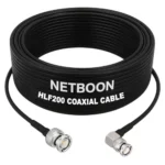 NETBOON HLF200 Low Loss Coaxial Cable 25 m with BNC Male to BNC Male Right Angle Connector RF 50 Ohm for Test Equipment, Broadcast Devices