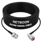 NETBOON HLF200 Low Loss Coaxial Cable 25 m with BNC Male to N Male Right Angle Connector RF 50 Ohm for Antennas, CCTV Systems