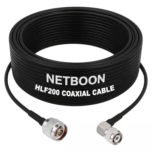 NETBOON HLF200 Low Loss Coaxial Cable 25 m with N Male to TNC Male Right Angle Connector RF 50 Ohm for WLAN, Cellular, Ham Radios NETBOON HLF200 Low Loss Coaxial Cable 25 m with N Male to TNC Male Right Angle Connector RF 50 Ohm for WLAN, Cellular, Ham Radios