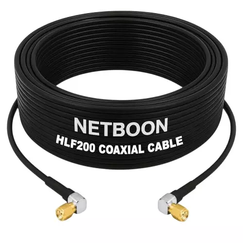 NETBOON HLF200 Low Loss Coaxial Cable 25 m with SMA Male Right Angle to SMA Male Right Angle Connector RF 50 Ohm for Antennas, Test Equipment NETBOON HLF200 Low Loss Coaxial Cable 25 m with SMA Male Right Angle to SMA Male Right Angle Connector RF 50 Ohm for Antennas, Test Equipment