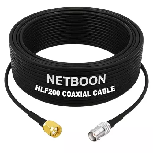 NETBOON HLF200 Low Loss Coaxial Cable 25 m with SMA Male to BNC Female Connector RF 50 Ohm for Antennas, Broadcast Devices Systems NETBOON HLF200 Low Loss Coaxial Cable 25 m with SMA Male to BNC Female Connector RF 50 Ohm for Antennas, Broadcast Devices Systems