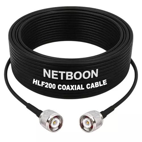 NETBOON HLF200 Low Loss Coaxial Cable 25 m with TNC Male to TNC Male Connector RF 50 Ohm for Antennas, Communication Devices NETBOON HLF200 Low Loss Coaxial Cable 25 m with TNC Male to TNC Male Connector RF 50 Ohm for Antennas, Communication Devices