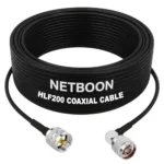 NETBOON HLF200 Low Loss Coaxial Cable 25 m with UHF Male to N Male Right Angle Connector RF 50 Ohm for Antennas, Radios, Test Equipment