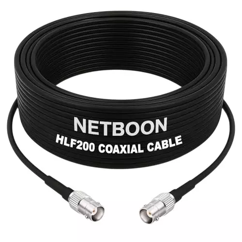 NETBOON HLF200 Low Loss Coaxial Cable 5 m with BNC Female to BNC Female Connector RF 50 Ohm for Broadcast Devices, Communication Devices NETBOON HLF200 Low Loss Coaxial Cable 5 m with BNC Female to BNC Female Connector RF 50 Ohm for Broadcast Devices, Communication Devices