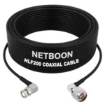 NETBOON HLF200 Low Loss Coaxial Cable 5 m with BNC Male Right Angle to N Male Right Angle Connector RF 50 Ohm for Antennas, CCTV, Test Equipment