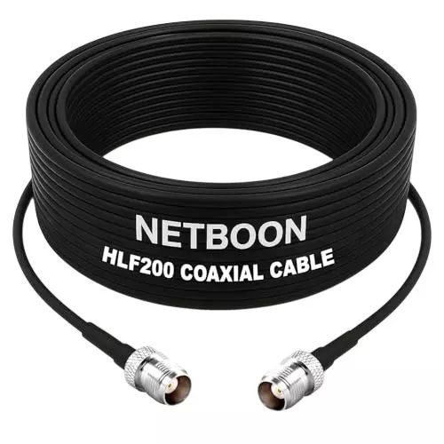 NETBOON HLF200 Low Loss Coaxial Cable 5 m with TNC Female to TNC Female Connector RF 50 Ohm for Antennas, HAM Radio, Wireless Modules NETBOON HLF200 Low Loss Coaxial Cable 5 m with TNC Female to TNC Female Connector RF 50 Ohm for Antennas, HAM Radio, Wireless Modules