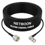 NETBOON HLF200 Low Loss Coaxial Cable 5 m with UHF Male to BNC Male Right Angle Connector RF 50 Ohm for Antennas, Radios, Broadcast Devicest