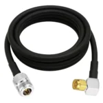 NETBOON HLF400 Low Loss Coaxial Cable N Female to SMA Male Right Angle Connector RF 50 Ohm 1 m Black for RF Communication