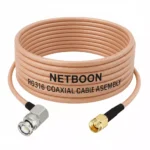 NETBOON RG316 Coaxial Cable with BNC Male Right Angle to SMA Male Connector 15 cm Copper 50 Ohm for Signal Testing, RF Modules