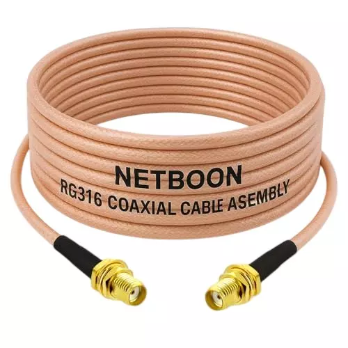 NETBOON RG316 Coaxial Cable with SMA Female to SMA Female Connector 30 cm Copper 50 Ohm for Antenna Extensions, Wireless Systems, Embedded Modules NETBOON RG316 Coaxial Cable with SMA Female to SMA Female Connector 30 cm Copper 50 Ohm for Antenna Extensions, Wireless Systems, Embedded Modules