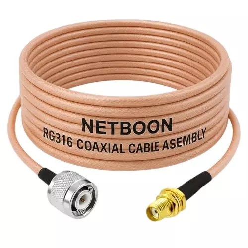 NETBOON RG316 Coaxial Cable with TNC Male to SMA Female Connector 15 cm Copper 50 Ohm for Signal Testing, Communication Modules NETBOON RG316 Coaxial Cable with TNC Male to SMA Female Connector 15 cm Copper 50 Ohm for Signal Testing, Communication Modules