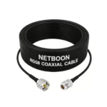NETBOON RG58 Low Loss Coaxial Cable with UHF Male (PL-259) to N Female Connector 25 m Black 50 Ohm for Antennas, Radio Systems, Routers, and Wireless Devices