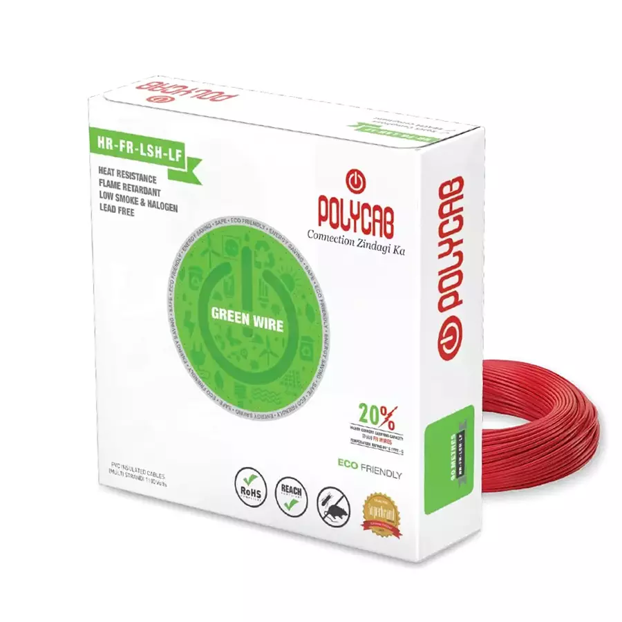 Polycab 2.5 Sq.mm 1 Core HR-FRLS-H-LF Green Wire Red (300 m) Polycab 2.5 Sq.mm 1 Core HR-FRLS-H-LF Green Wire Red (300 m)