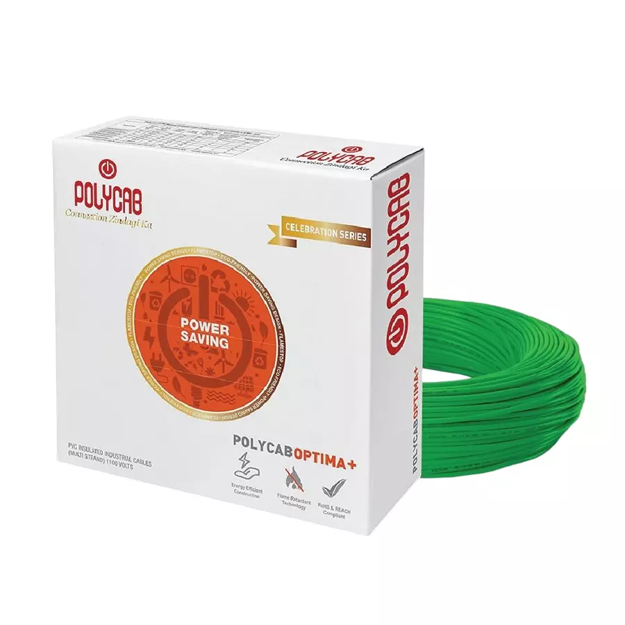 Polycab Optima+ 1 Sq.mm 1 Core FRLF Wire Green (90 m) Polycab Optima+ 1 Sq.mm 1 Core FRLF Wire Green (90 m)