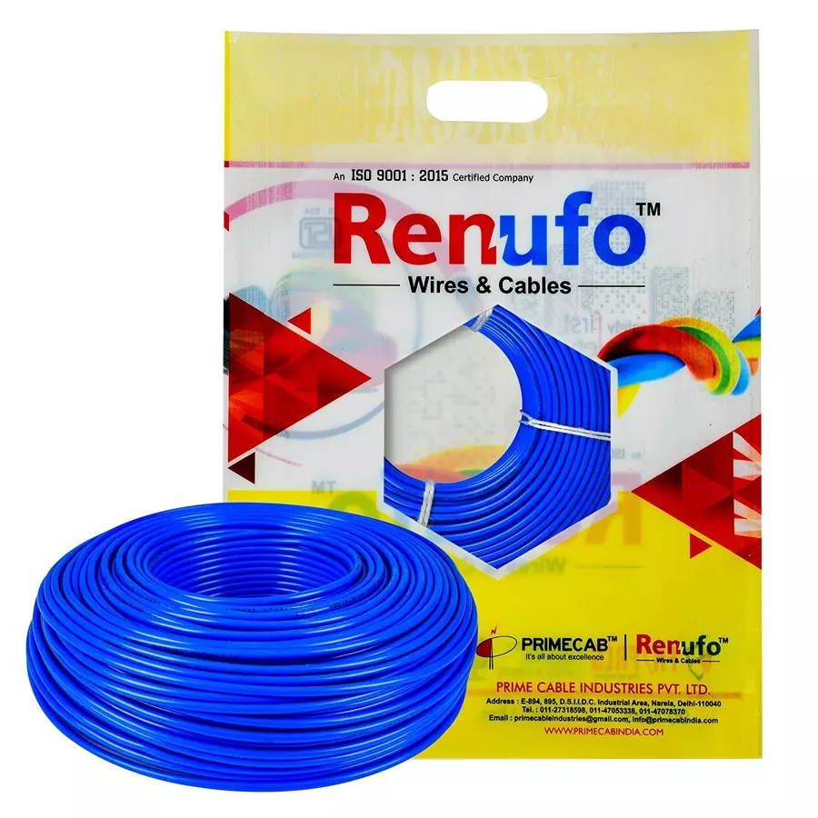 Renufo 10 Sq mm 1 Core Flame Retardant (FR) House Cable Blue 100 m Renufo 10 Sq mm 1 Core Flame Retardant (FR) House Cable Blue 100 m