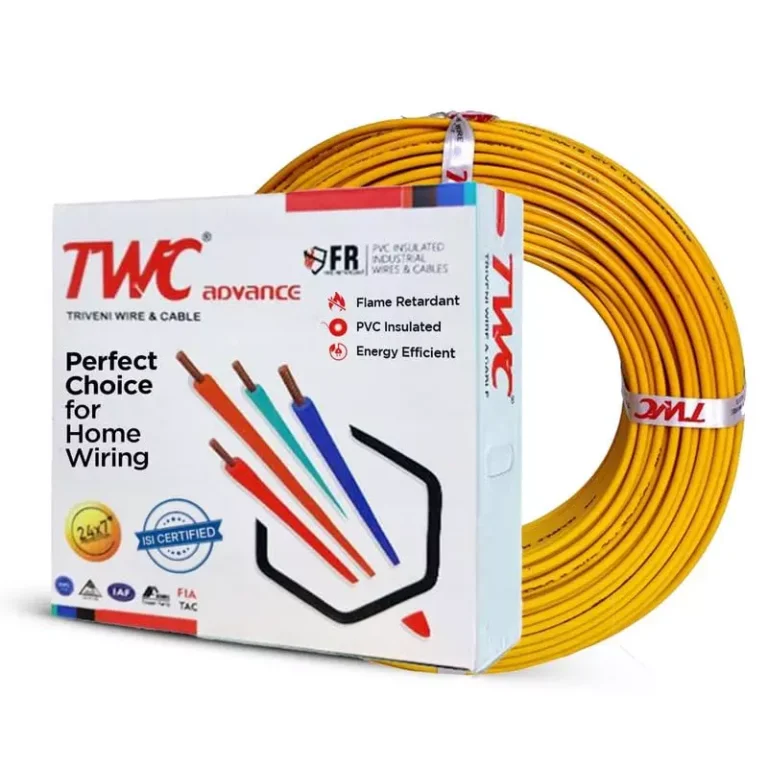 TWC Advance 10 Sq.mm 1 Core Flame Retardant Flexible Cable Yellow (90 m)